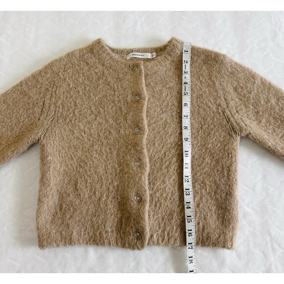 Moussy Womens One Size Long Sleeve Button Up Cardigan Sweater Beige Fuzzy - Picture 6 of 8